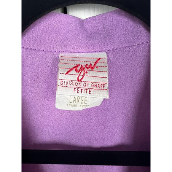 80s purple collared blouse top windbreaker sweatshirt material Large retro - Picture 3 of 8